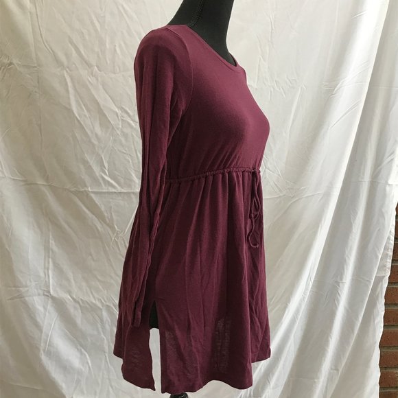 XS Maternity Maroon Long Sleeve Tunic Top - Picture 3 of 4